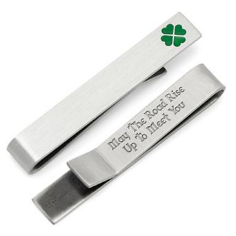 Men's Cuff Links, Inc. Shamrock Hidden Message Tie Bar