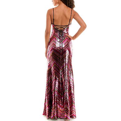 Juniors' Maison Tara Sequin Evening Gown