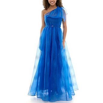 Juniors' Maison Tara Bow One Shoulder Evening Gown