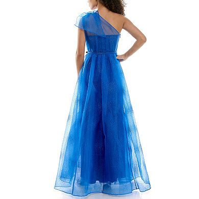 Juniors' Maison Tara Bow One Shoulder Evening Gown