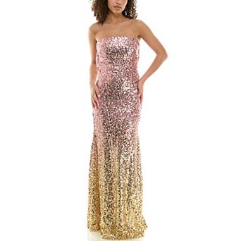 Juniors' Maison Tara Ombre Sequin Evening Gown