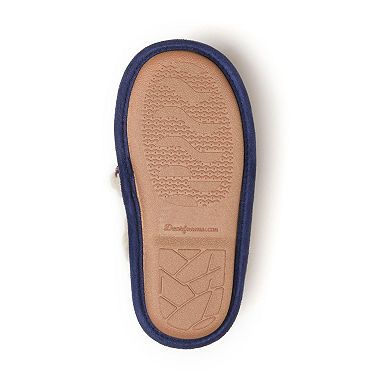 Dearfoams Lil Bear Little Kids Plaid Scuff Slippers