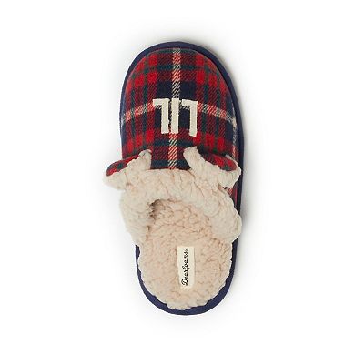 Dearfoams Lil Bear Little Kids Plaid Scuff Slippers