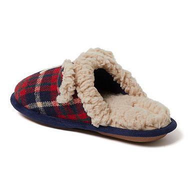 Dearfoams Lil Bear Little Kids Plaid Scuff Slippers