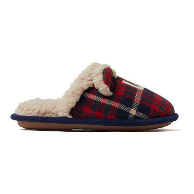 Dearfoams Lil Bear Little Kids Plaid Scuff Slippers