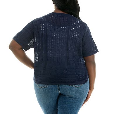 Plus Size Nina Leonard Open Front Crochet Bolero