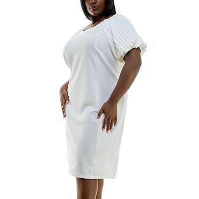 plus size white pleated dress Plus Size Pleated Tie Front Poplin Dress