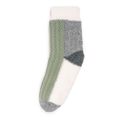 Women's MUK LUKS Faux Sherpa Lined Color Block Sweater Socks