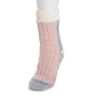 Women's MUK LUKS Faux Sherpa Lined Color Block Sweater Socks