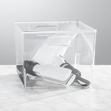 mDesign Large Plastic Bathroom Storage Organizer Bin with Handles, 8 Pack, Clear