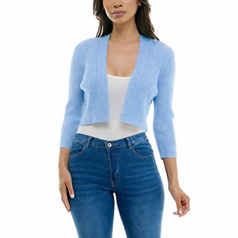 Women's Nina Leonard Three-Quarter Sleeve Ribbed Edge Bolero