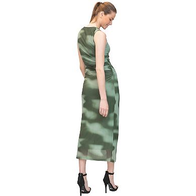 Juniors' madden girl Ruched Side Mesh Maxi Dress