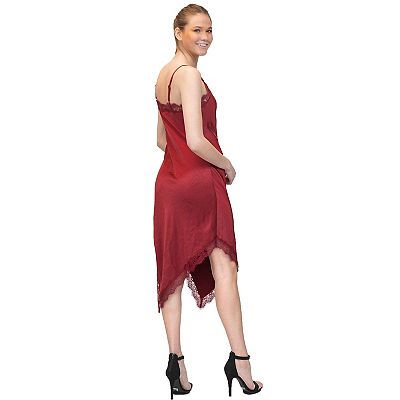 kenzie satin asymmetric draped midi dress in mauve Women's Gothic Lace Embroidered V-Neck Asymmetric Slip Dress – Punk Design