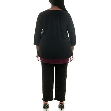 Women's Nina Leonard 2-Piece Tulip Hem Top & Pants Set