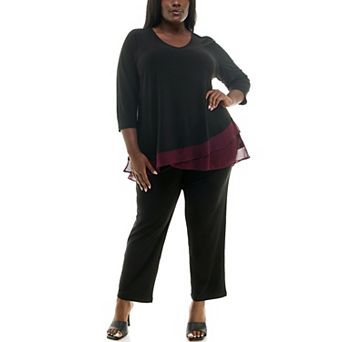 Women's Nina Leonard 2 pc Tulip Hem Top & Pants Set