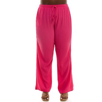 Plus Size Nina Leonard Pebble Texture Drawstring Pants