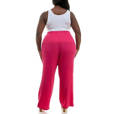 Plus Size Nina Leonard Pebble Texture Drawstring Pants