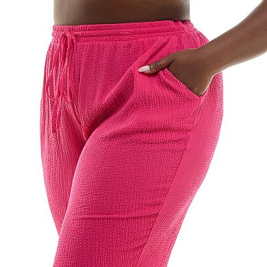 Plus Size Nina Leonard Pebble Texture Drawstring Pants
