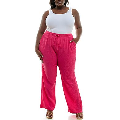Plus Size Nina Leonard Pebble Texture Drawstring Pants