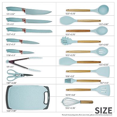 Silicone Cooking Utensils Set - Heat Resistant Kitchen Utensils, 19 Pieces Kitchen Utensil Set