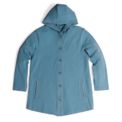 Plus Size Junoactive Premium Heavyweight Legacy Cotton Casual Button-up Hoodie Jacket