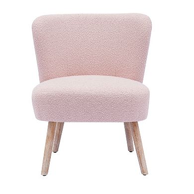 Genevieve Mid-century Boucle Accent Chair With Ottoman Foot Stool Set