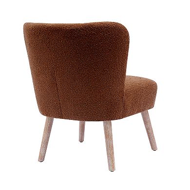 Genevieve Mid-century Boucle Accent Chair With Ottoman Foot Stool Set