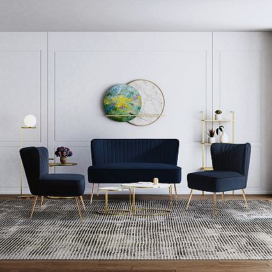 Westintrends 3-piece Mid-century Modern Tufted Velvet Loveseat And 22" Accent Chairs Set
