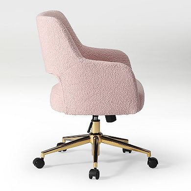 Genevieve Mid-Century Modern Swivel Office Vanity Chair with Wheels