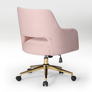Genevieve Mid-Century Modern Swivel Office Vanity Chair with Wheels