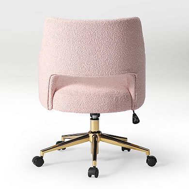 Genevieve Mid-Century Modern Swivel Office Vanity Chair with Wheels