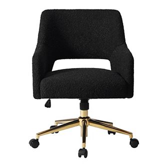 Genevieve Mid-Century Modern Swivel Office Vanity Chair with Wheels