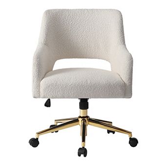 Genevieve Mid-Century Modern Swivel Office Vanity Chair with Wheels