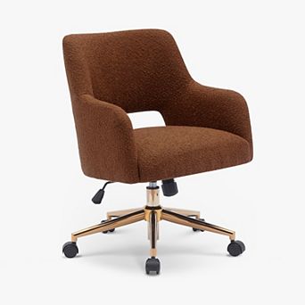 Genevieve Mid-Century Modern Swivel Office Vanity Chair with Wheels