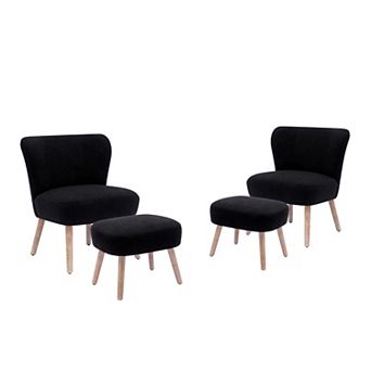 Westintrends 4 pc Mid-century Boucle Accent Chair With Footstool Set