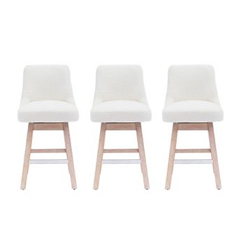 Westintrends 26" Upholstered Swivel Counter Stool (set Of 3)