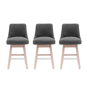 Westintrends 26" Upholstered Swivel Counter Stool (set Of 3)