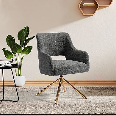 Mid-century Modern Wide Boucle Swivel Accent Arm Chair