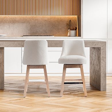 Westintrends 26" Upholstered Swivel Counter Stool (set Of 2)