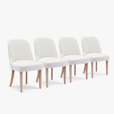 Mid-century Modern Upholstered Boucle Dining Chair (set Of 4)