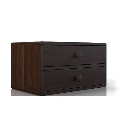 WOODEK Modern Hardwood Nightstand with Two Drawers - Sleek Bedside Table for Bedroom