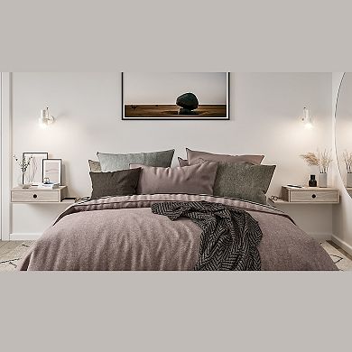 WOODEK Set of 2 Premium Birch Nightstands: Pull-out Drawer, Open Shelf - Versatile Side Table