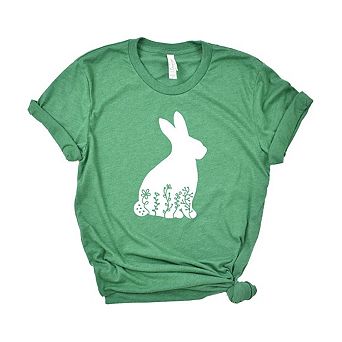 Bunny With Flowers Short Sleeve Graphic Tee