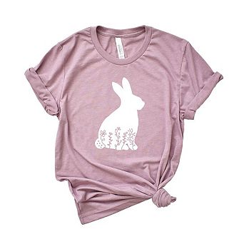 Bunny With Flowers Short Sleeve Graphic Tee