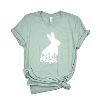 Bunny With Flowers Short Sleeve Graphic Tee
