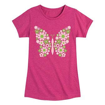 Girls 7-16 Butterfly Floral Pattern Tee