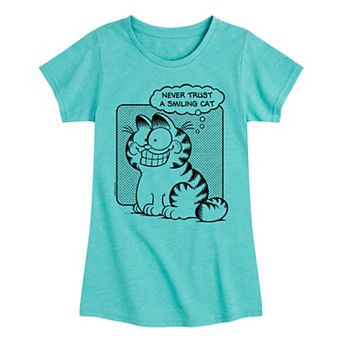 Girls 7-16 Garfield Never Trust A Smiling Cat Tee