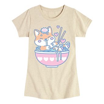 Girls 7-16 Kawaii Ramen Shiba Inu Tee