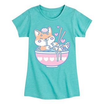 Girls 7-16 Kawaii Ramen Shiba Inu Tee