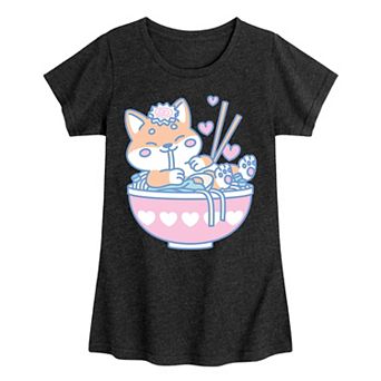 Girls 7-16 Kawaii Ramen Shiba Inu Tee
